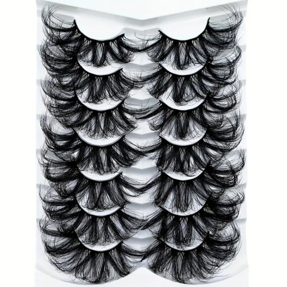 7 Pairs 25mm False Eyelashes Fluffy Soft Thick Doll Eye Cat Eye Dramatic Lashes - Picture 1 of 4